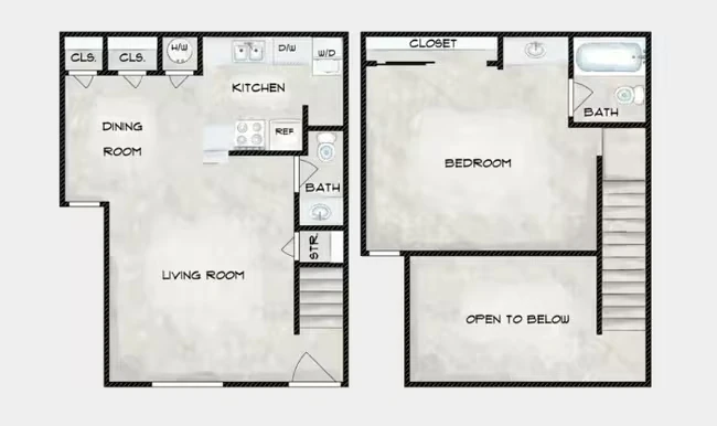 One Bedroom Loft/One Bath 212 floor plan